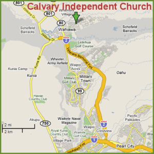 Google Map directions to Calvary Independent Church - 1375 California Avenue, Wahiawa, Hawaii 96786